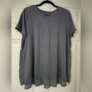 Short sleeve ruffle back top